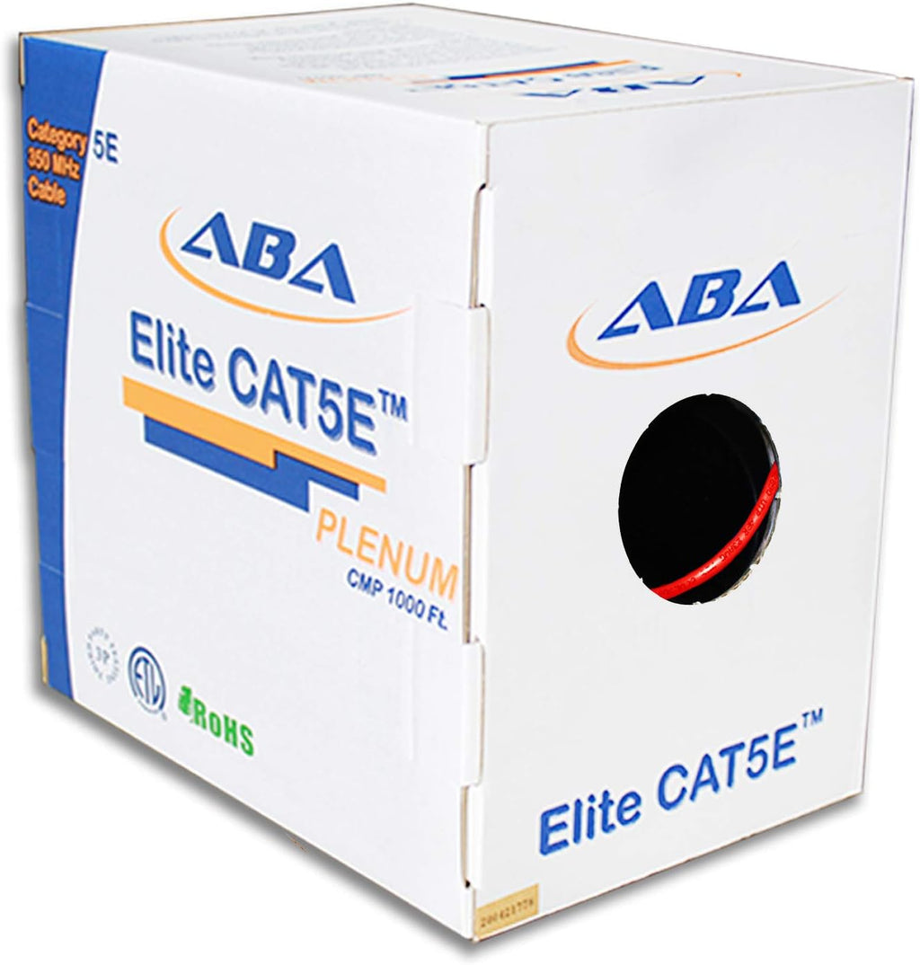CAT5E Plenum Ethernet Cable 1000ft UTP 24AWG Solid Bare Copper Yellow T79518