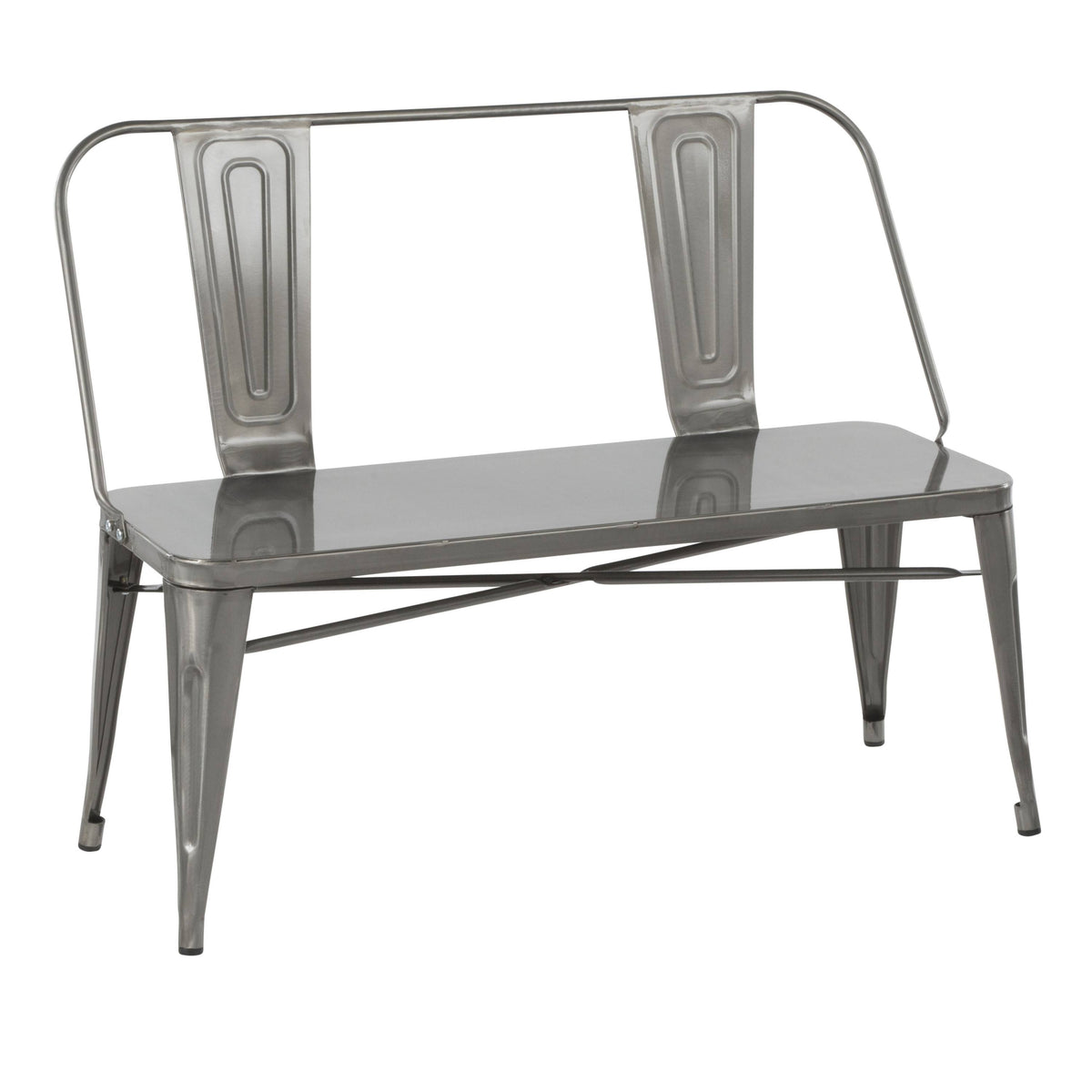 Clear Brushed Silver Metal Bench H899