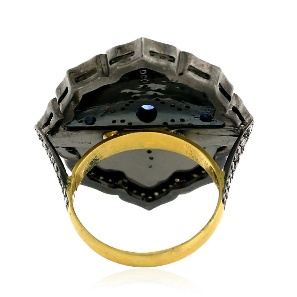 18k Gold 925 Sterling Silver Enamel Ring S93007