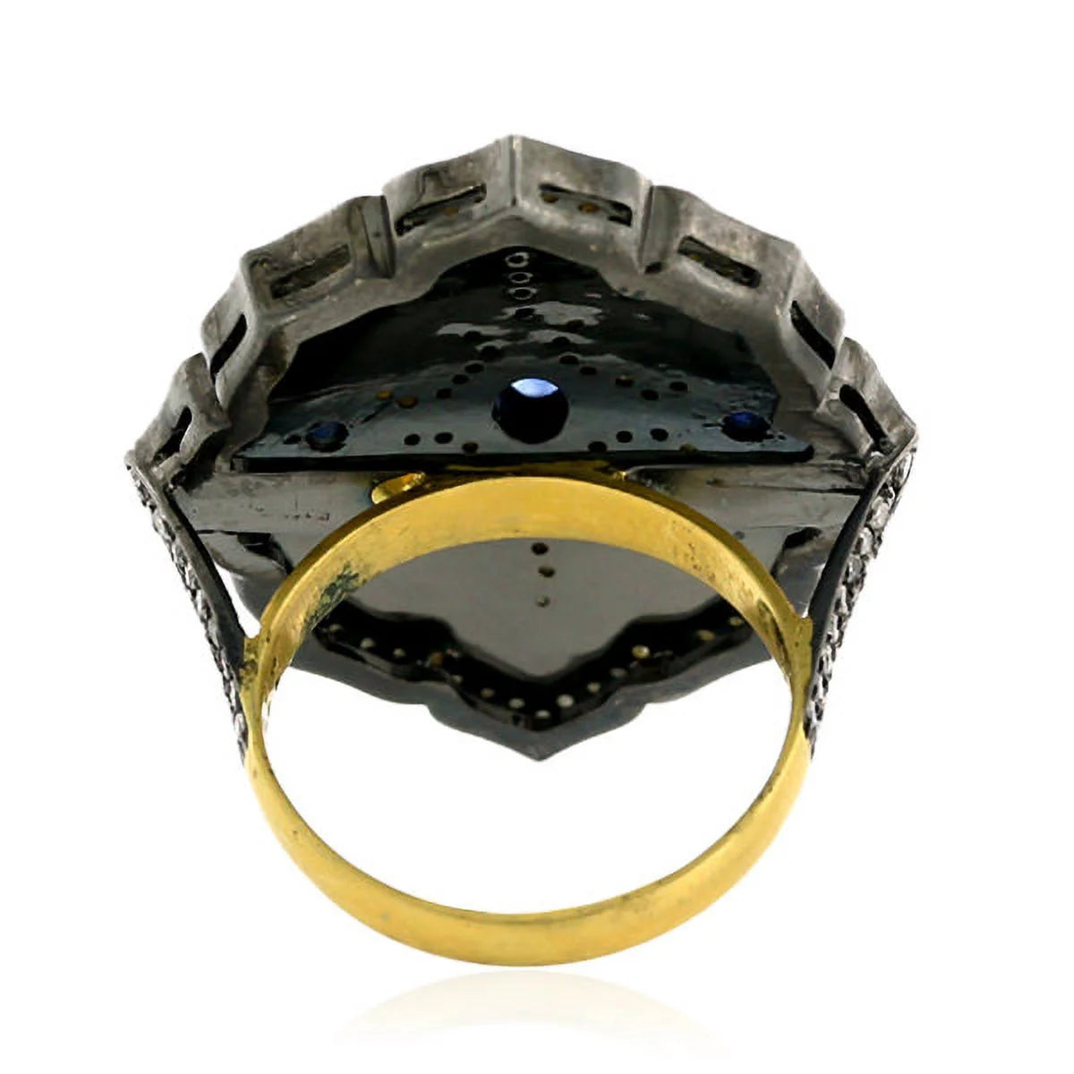 18k Gold 925 Sterling Silver Enamel Ring S93007