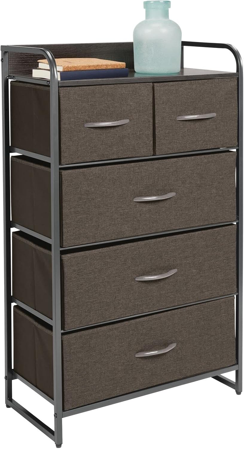 Charcoal/Graphite Gray Tall Dresser Storage Chest with 5 Removable Drawers J8203