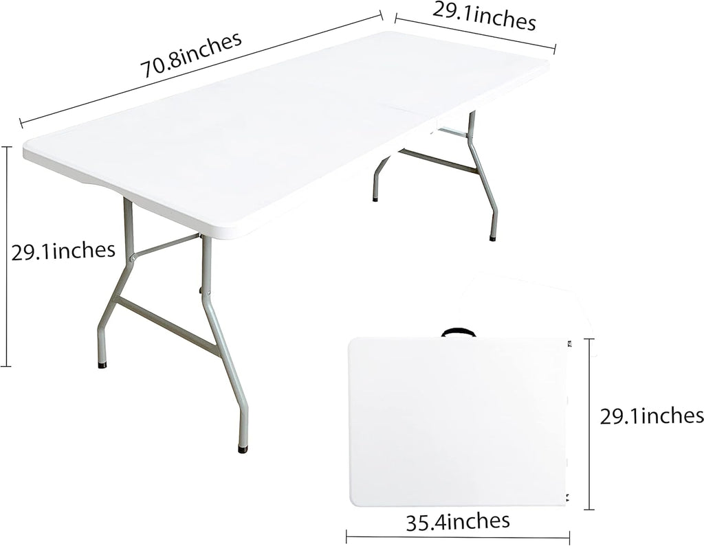6 Foot Folding Table, Indoor Outdoor Portable Plastic Utility Table, White Z8843