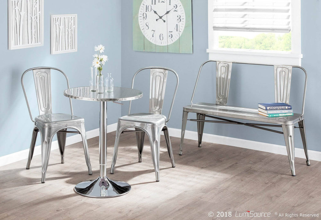 Clear Brushed Silver Metal Bench H899