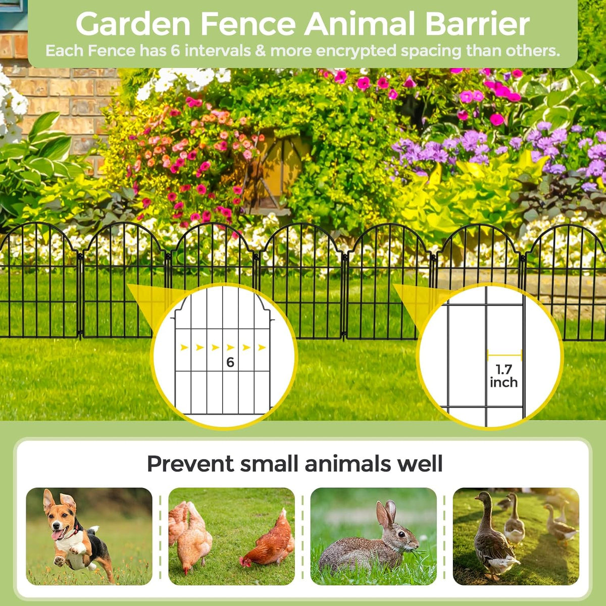 21in X 10.2ft Rustproof Metal Garden Fence, 10 Pack I465