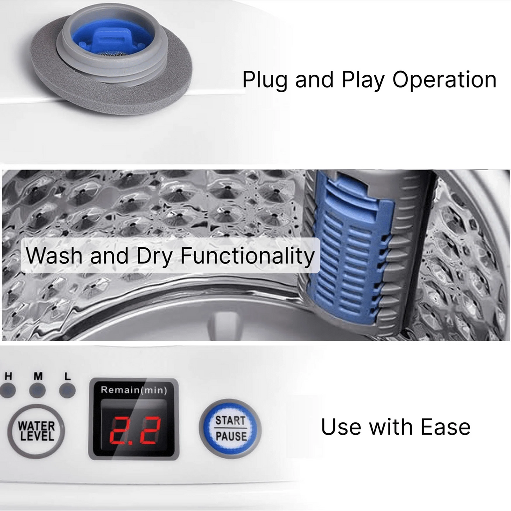 1.34 Cu Ft Portable Full Automatic Washer Spinner Combo R3999