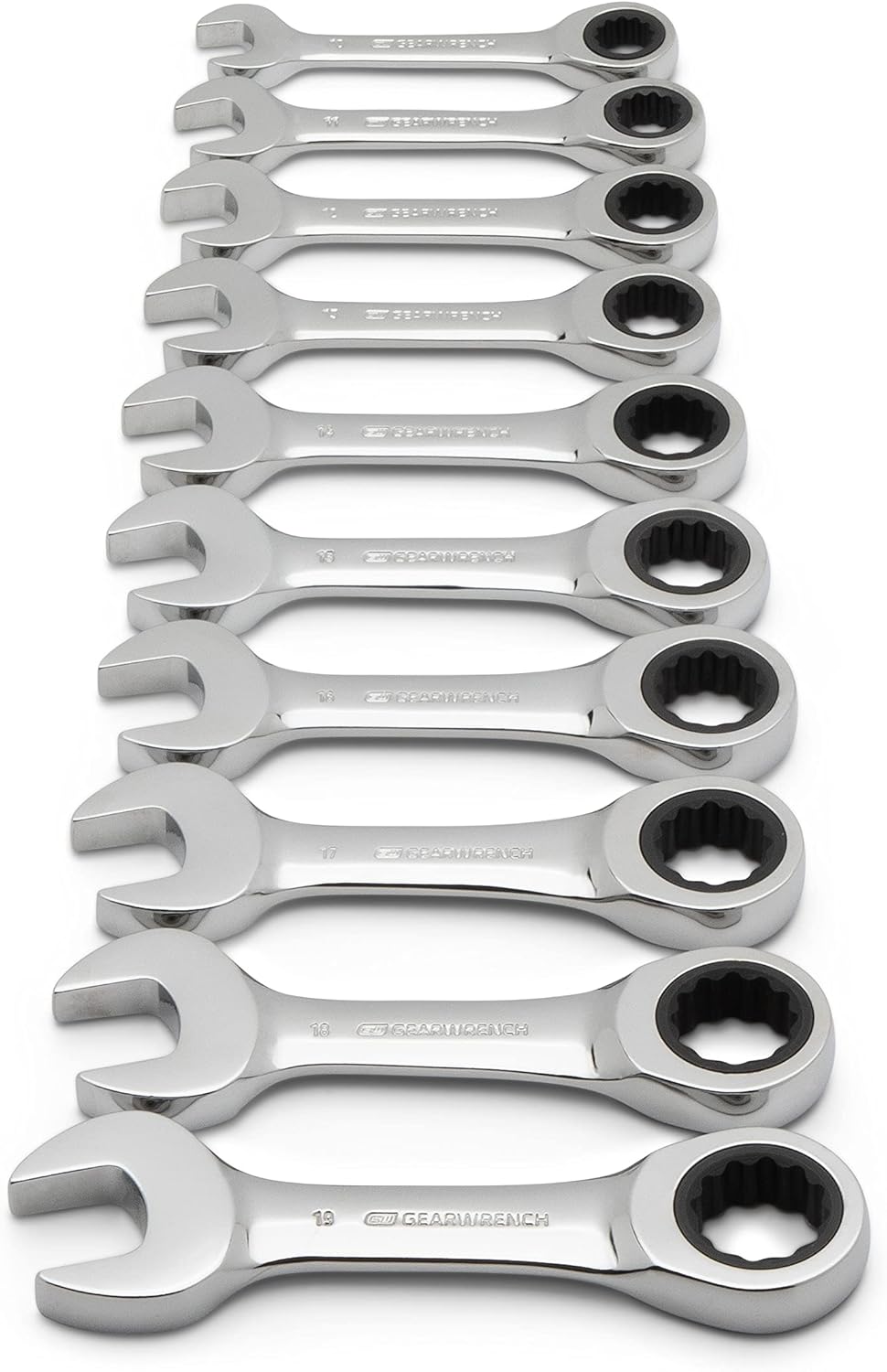 10 Pc. 12 Pt. Stubby Ratcheting Combination Wrench Set, Metric Z989441