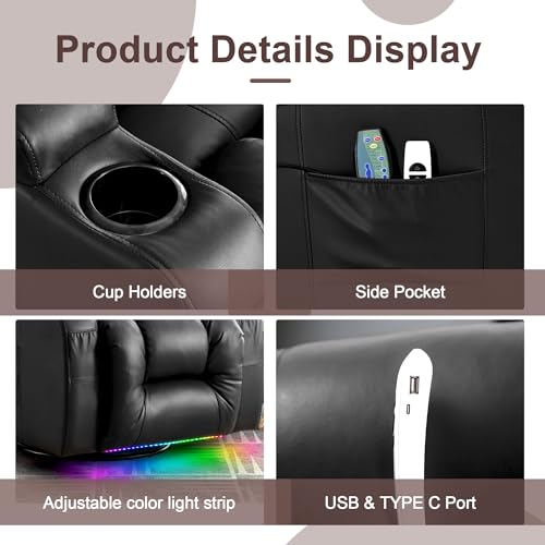 Brown Velvet Power Recliner Sofa with Massage & Heat G775249