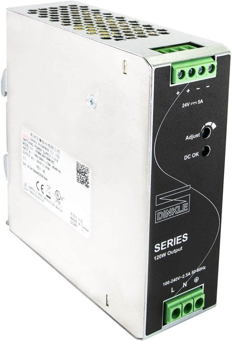 24V DC 120W 5A DIN-Rail Power Supply, Pack of 2 D1504