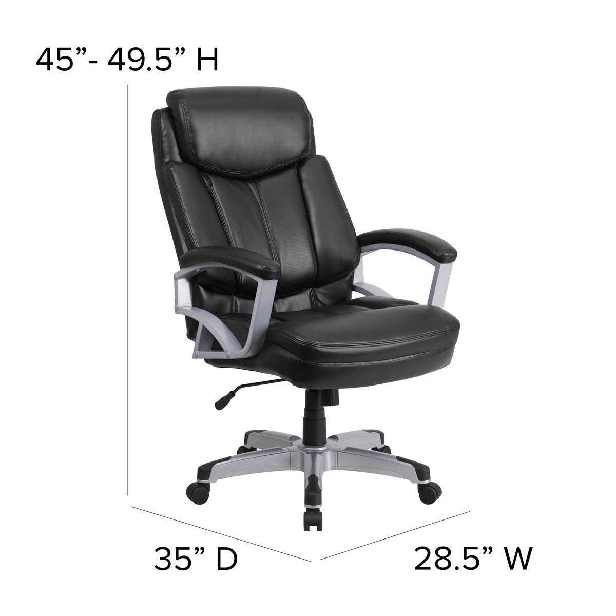 Black LeatherSoft Executive Swivel Office Chair with Arms E175