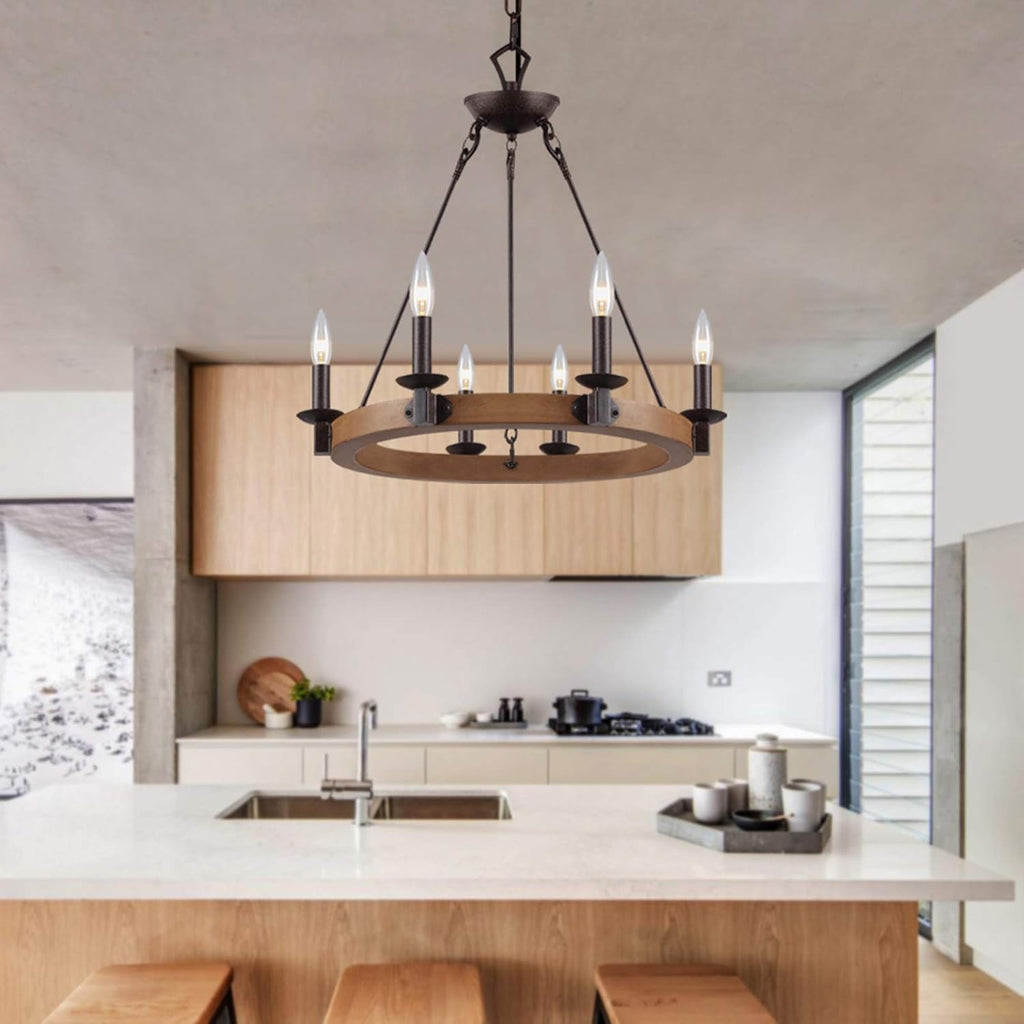 6 Light Wagon Wheel Chandelier U7609