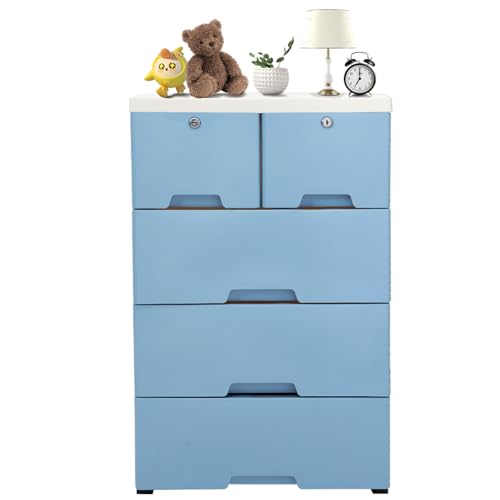 Pink 6 Drawer Plastic Dresser with Wheels P792669