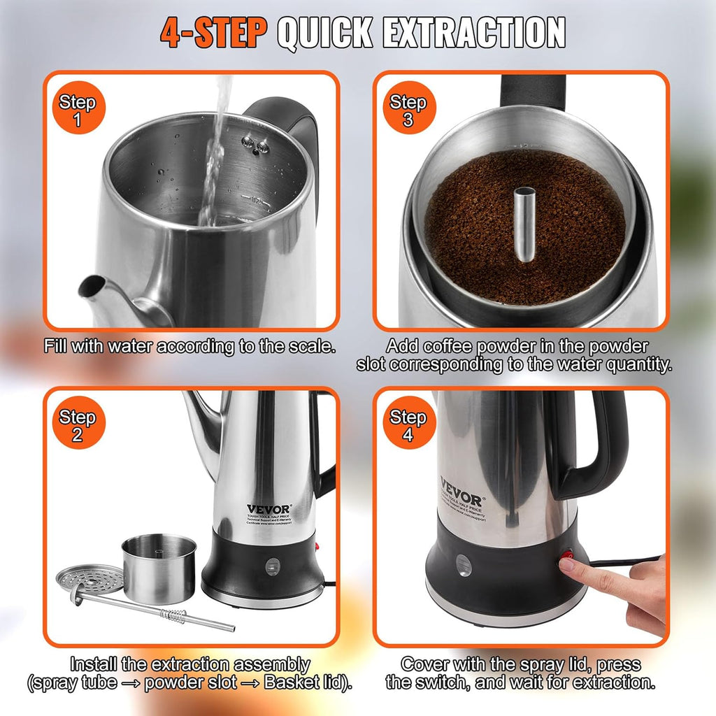 12-Cup 304 Stainless Steel Electric Coffee Percolator K404