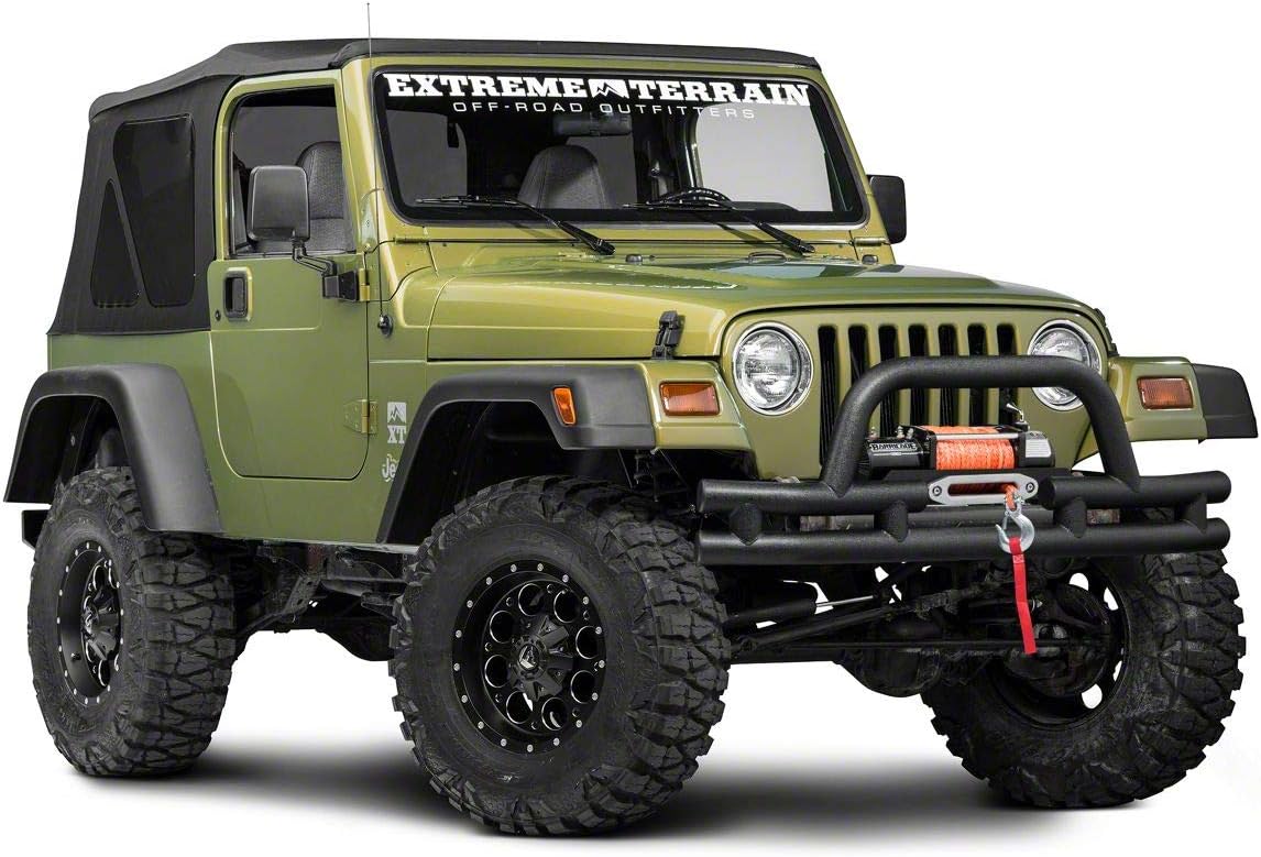 Textured Black Tubular Front Bumper with Winch Cutout O799