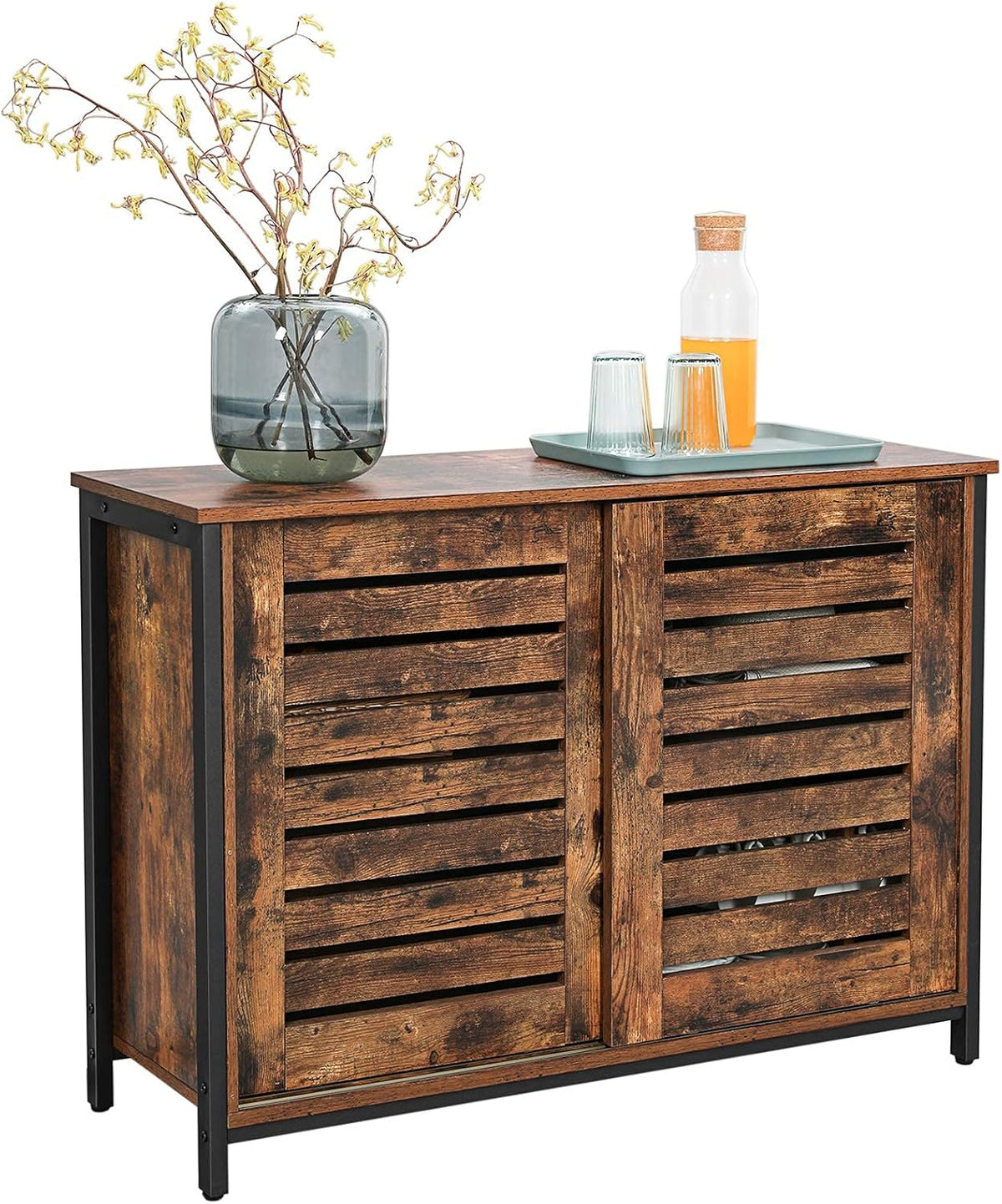 Rustic Brown Sideboard with Sliding Doors B8860
