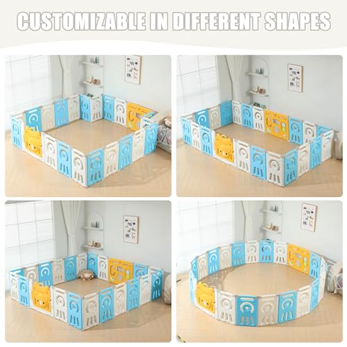 Grey & White 22 Panels Foldable Baby Playpen Z5223