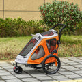 Orange 2-in-1 Dog Bike Trailer Pet Stroller Q264
