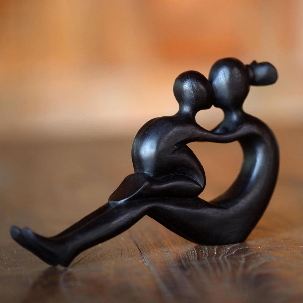 Black Wood Mother and Child Sculpture D24133