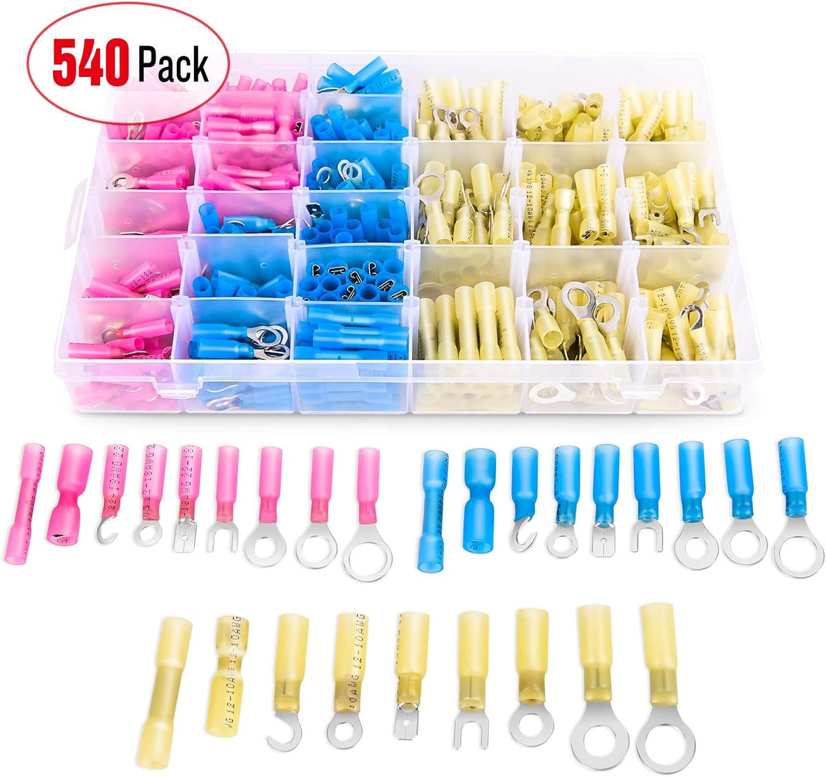 540 PCS Waterproof Heat Shrink Wire Connectors Kit F25694