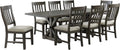 Gray 8 Piece Extendable Dining Set with 8 Upholstered Chairs O60838