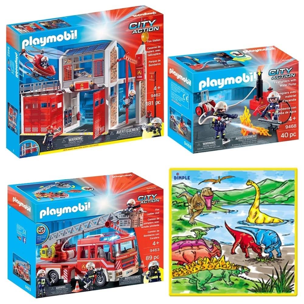 310 Pcs Fire Station Playset with Playmat and 12 Markers O7079