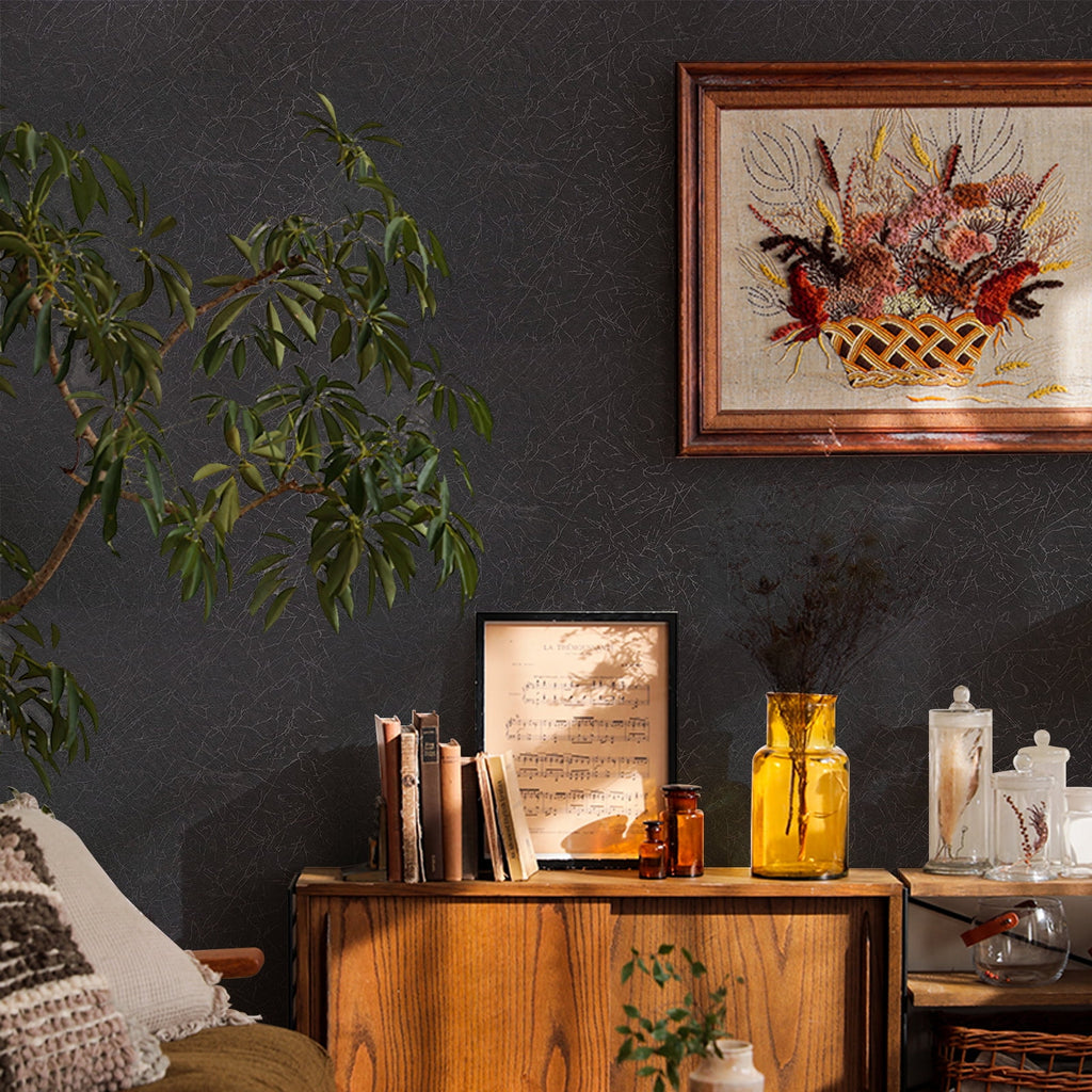 Black Peel and Stick Silk Wallpaper U406493