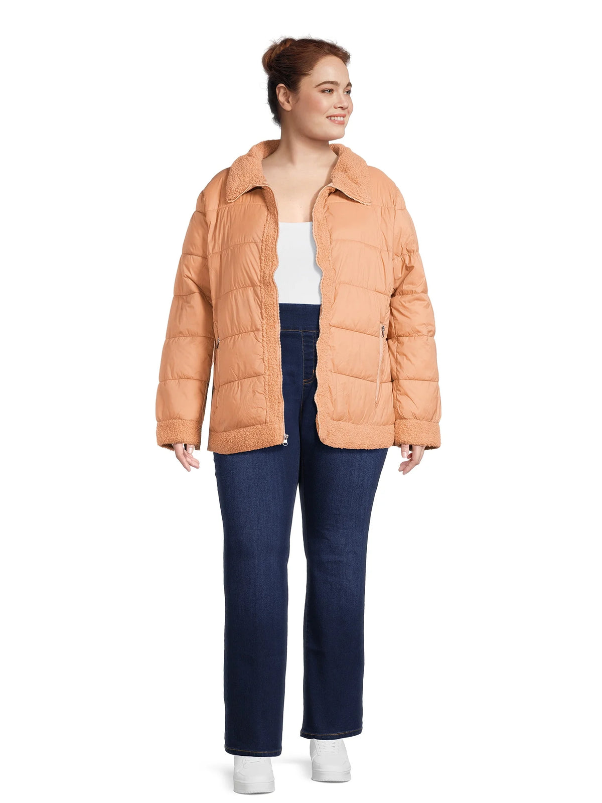Faux Shearling Puffer Jacket A7061