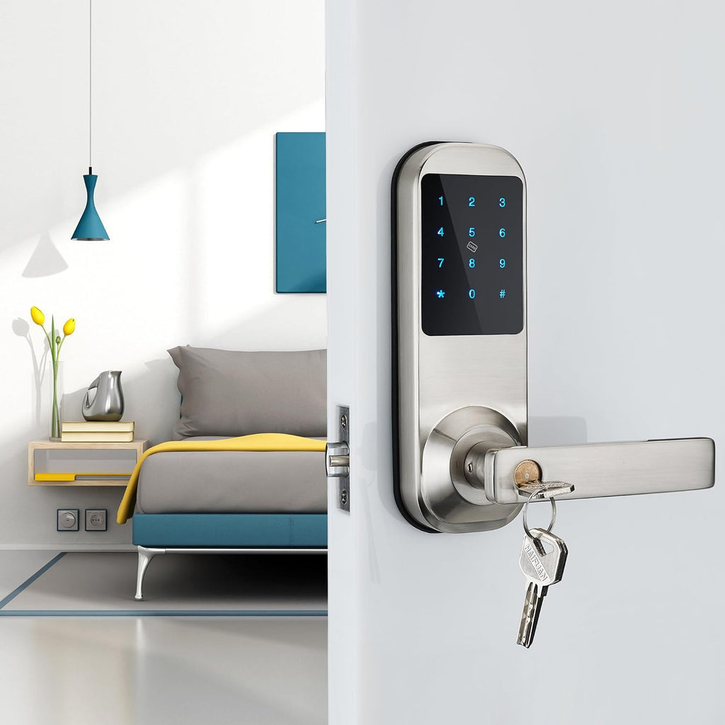 Bluetooth Digital Door Lock, Nickel Brushed O796