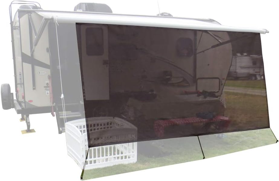 Navy Blue Mesh RV Awning Sunshade Screen 7' X 12' 3'' H34273