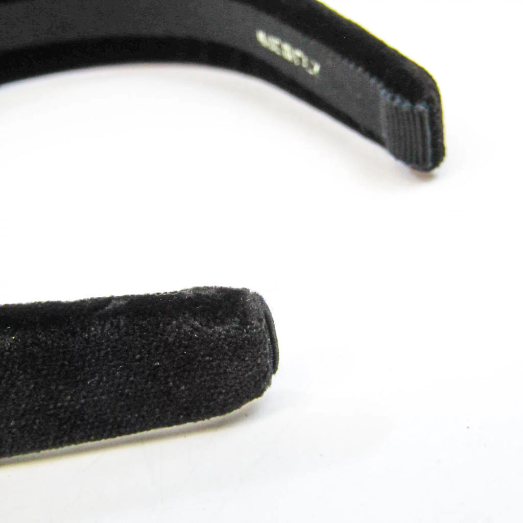 Pre-Owned Leather Metal Women's Alice Band Black, Champagne Gold R538