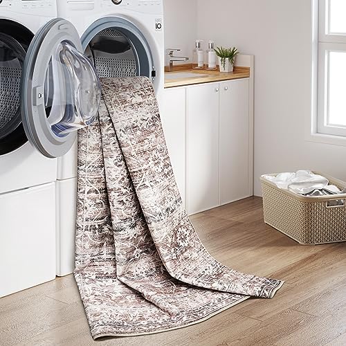 8x10 Floral Vintage Non-Slip Washable Area Rug W3670