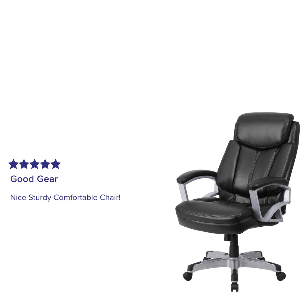Black LeatherSoft Executive Swivel Office Chair with Arms E175