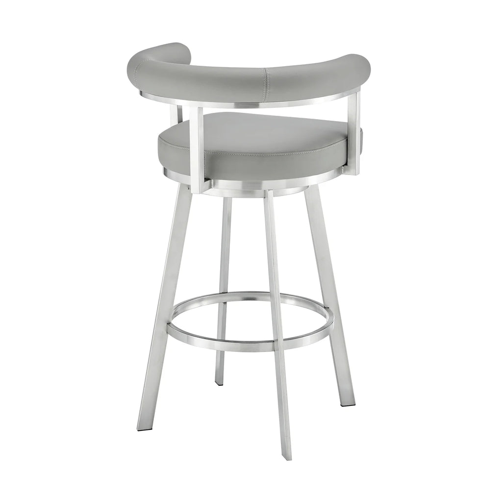 Gray/Chrome Swivel Bar Stool V9734