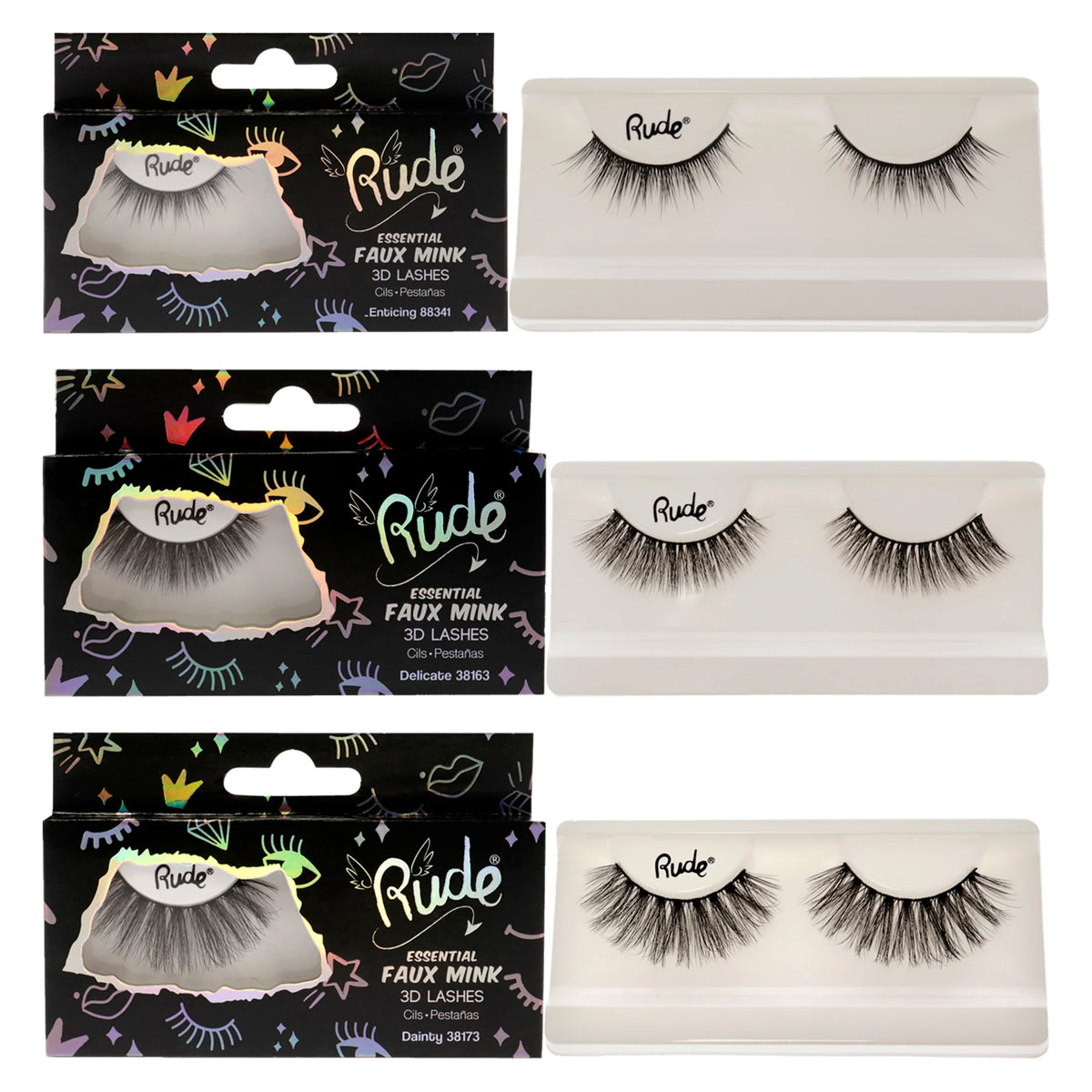 Faux Mink 3D Lashes Kit, 3 Pc Kit Pair Lashes Y55757