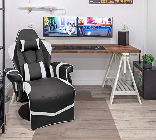 Black Pu Leather Ergonomic Reclining Gaming Sofa Chair with Footrest R688515
