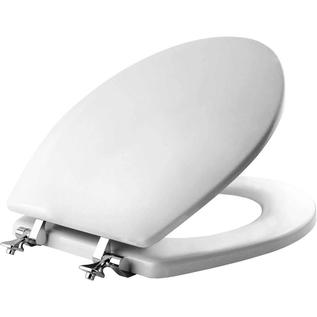 Round Enameled Wood Toilet Seat in White R980792