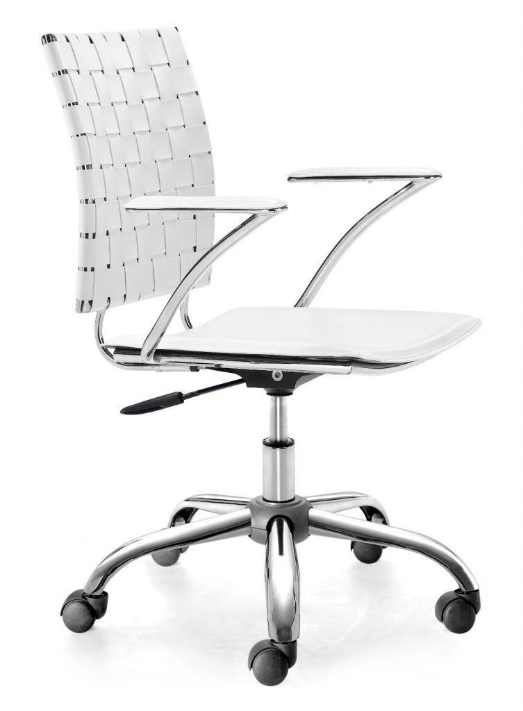 White Leatherette Chrome Steel Office Chair E85341