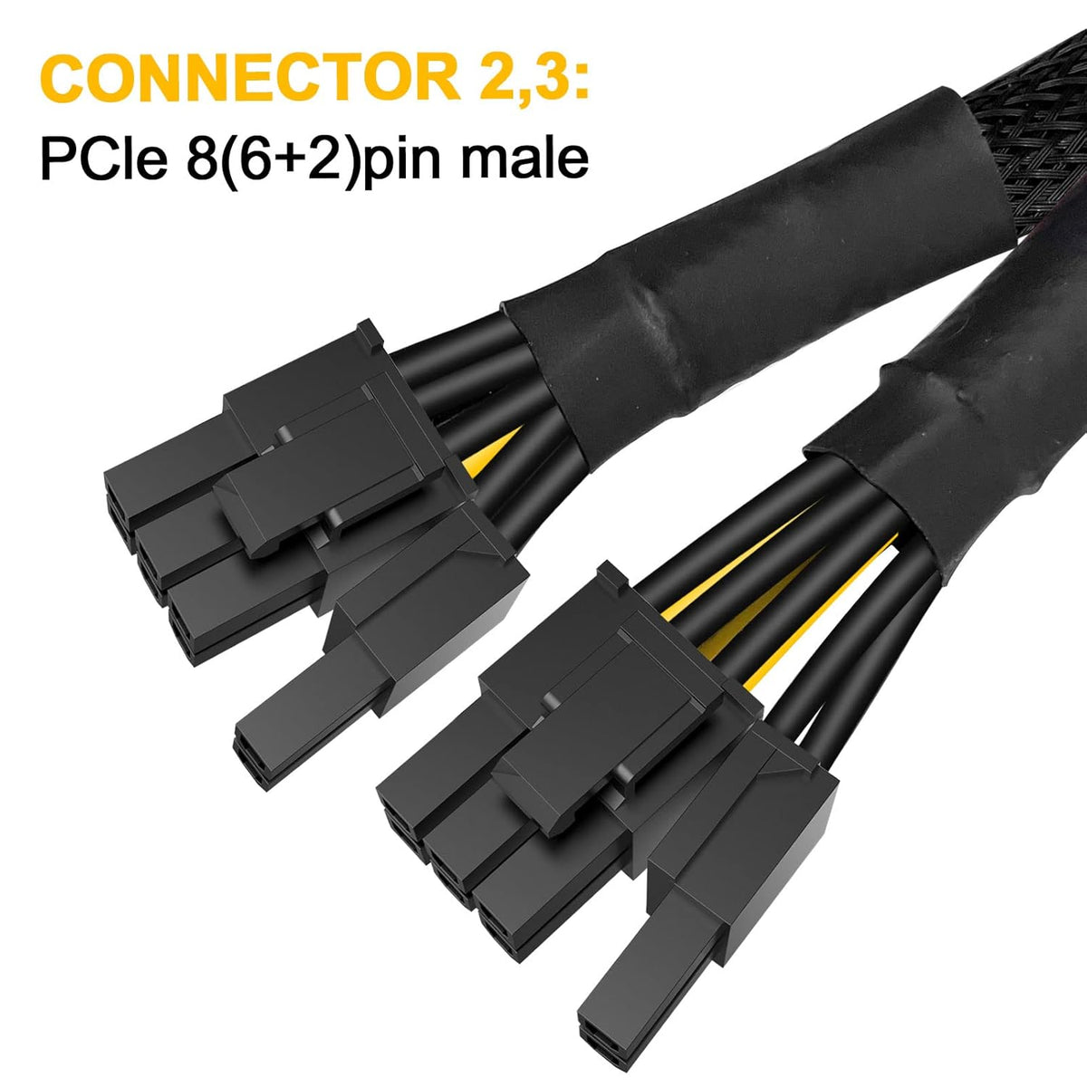 16AWG 8 Pin PCIE Splitter to Dual 8 Pin(6+2) Power Adapter Cable, 9ich 12 Pack P59066