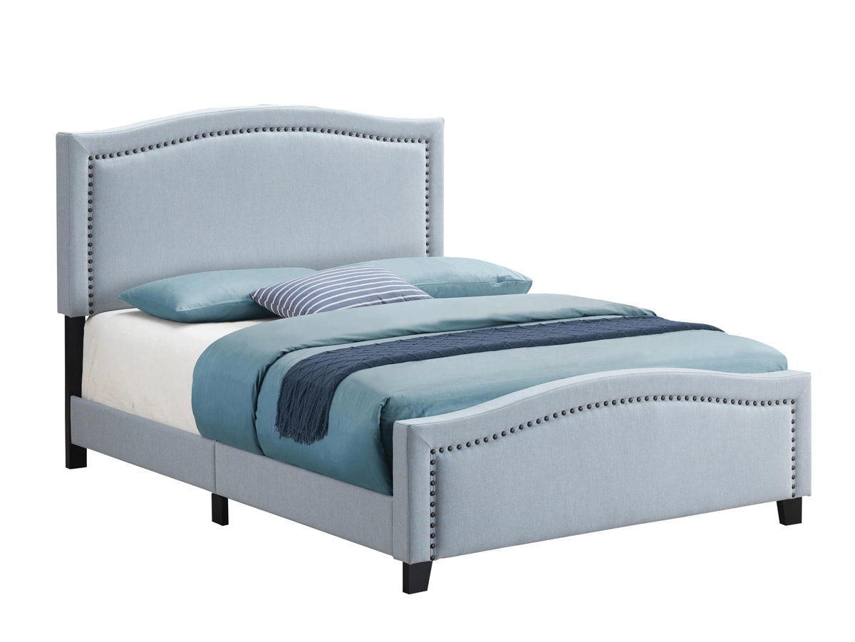 King Upholstered Panel Bed Delft Blue M291144