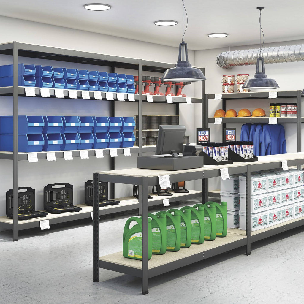 Industrial Shelving 4 Shelf Racks 71Inch W x 24inch D 1200-lb. Capacity per Shelf D1648