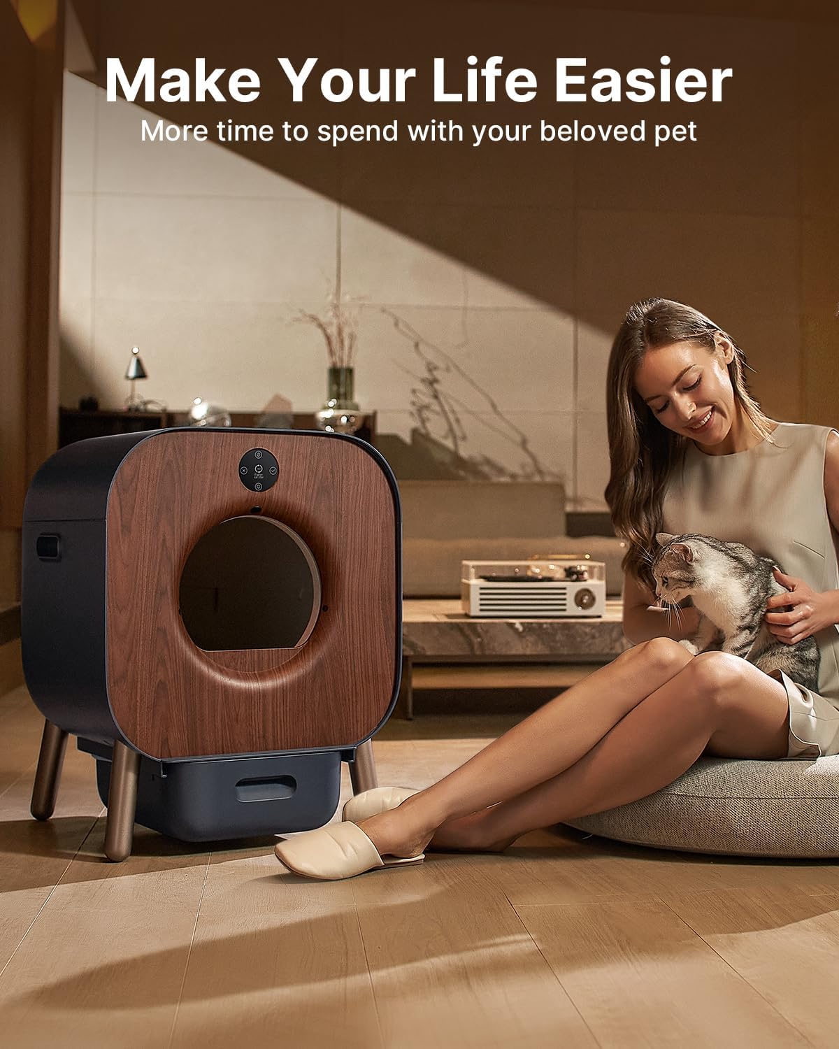Extra Large Self Cleaning Automatic Cat Litter Box with Mat & Liner M8130