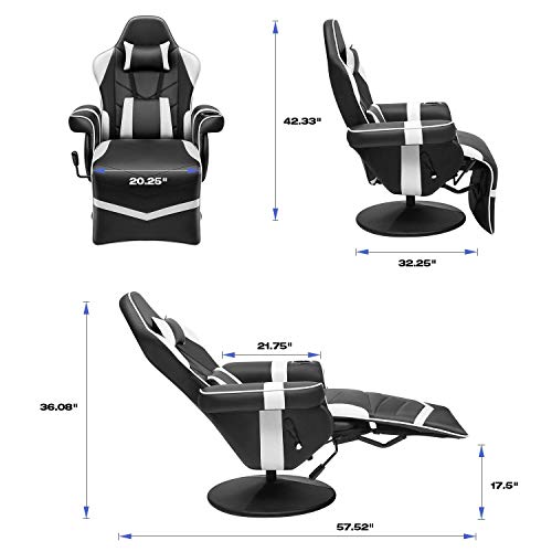 Black Pu Leather Ergonomic Reclining Gaming Sofa Chair with Footrest R688515