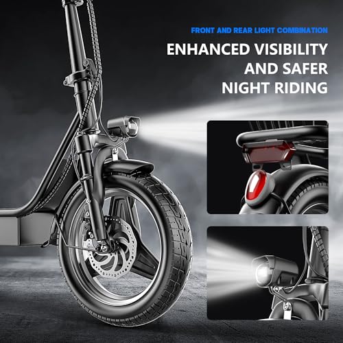 500W Peak Motor Sit Down E Scooter with Basket, 14" Pneumatic Tire C925