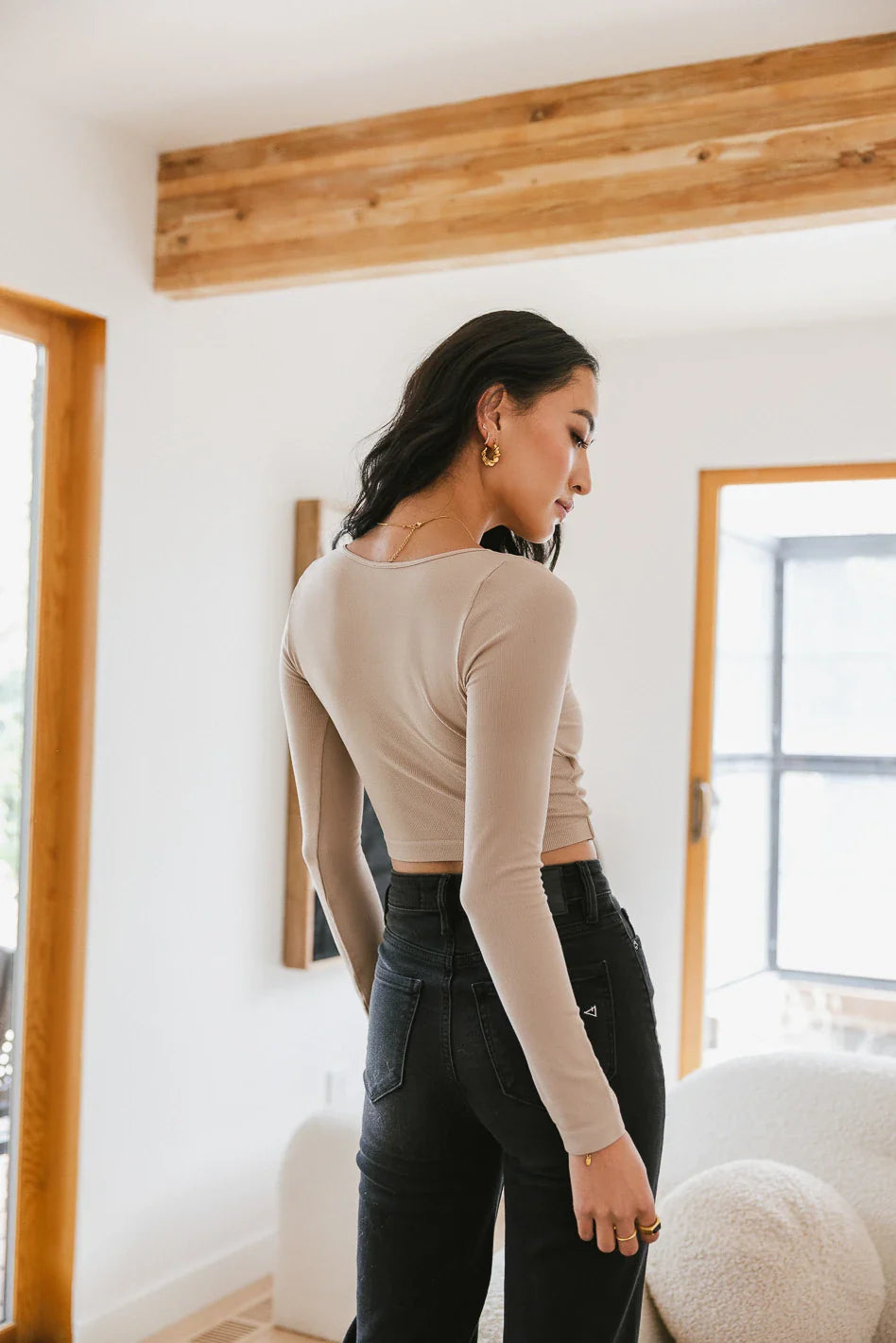Mocha Surplice Crop Top M115170