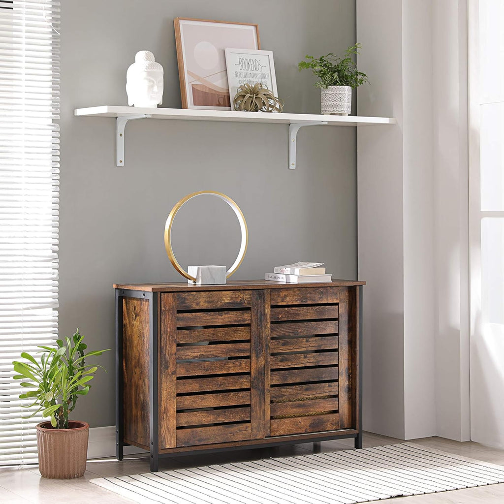 Rustic Brown Sideboard with Sliding Doors B8860