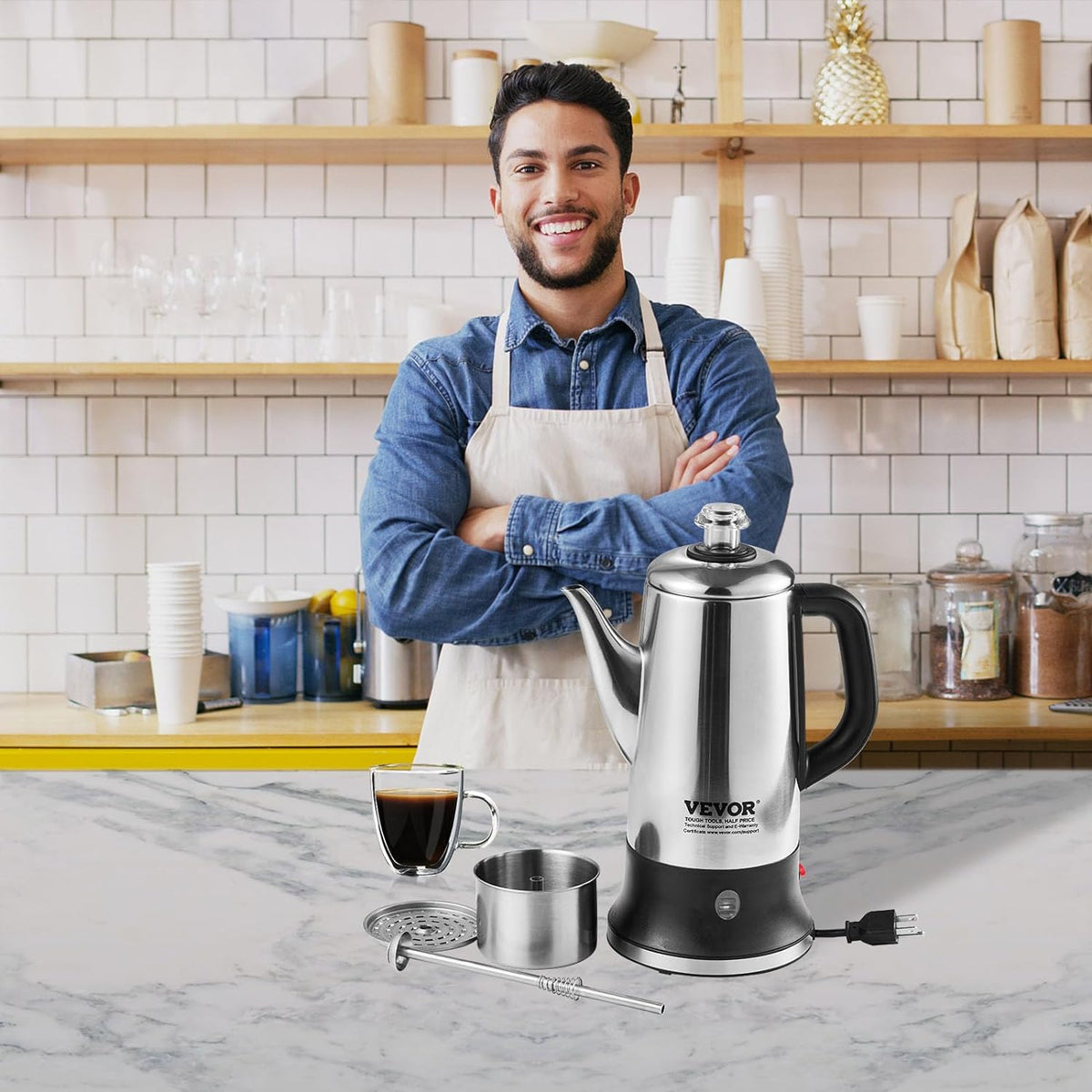 12-Cup 304 Stainless Steel Electric Coffee Percolator K404
