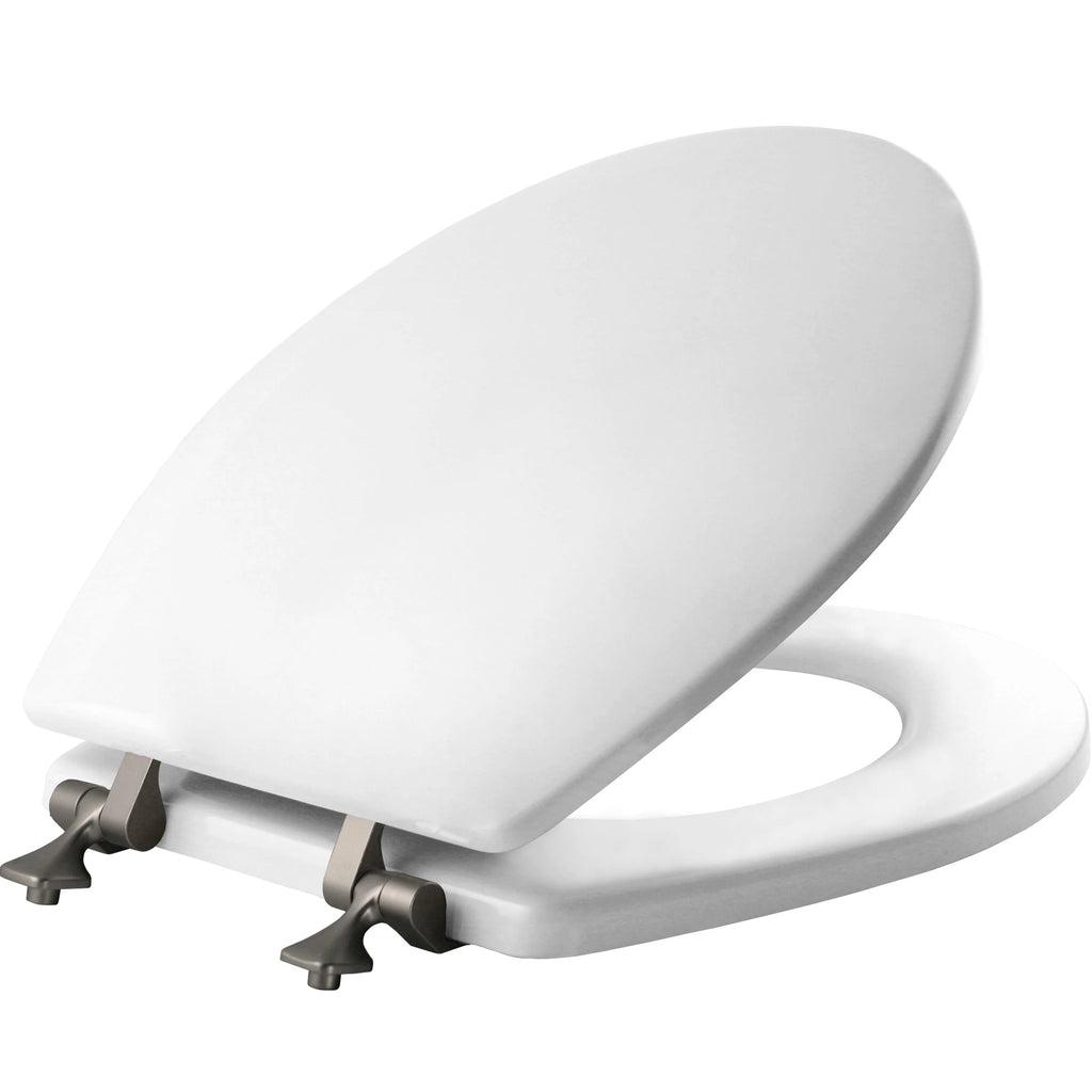Round Enameled Wood Toilet Seat in White R980792