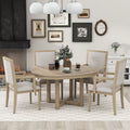 5-Piece Extendable Wood Dining Table Set with 4 Upholstered Chairs C382283