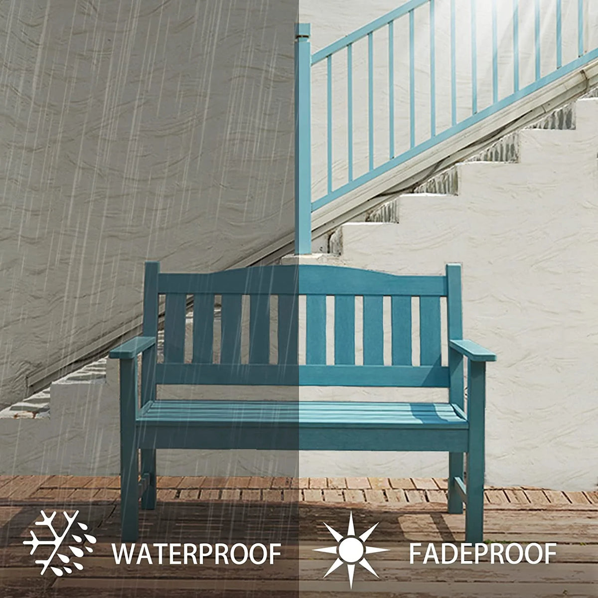 Poly Lumber Weatherproof 2-Person 50" Outdoor Bench E1608
