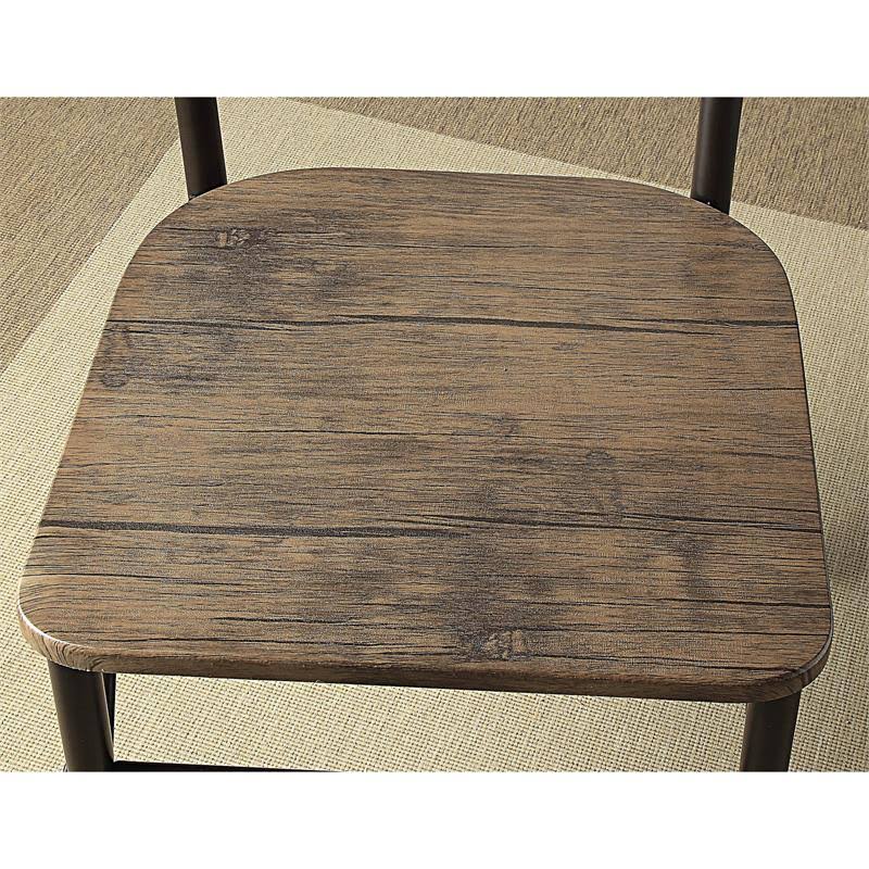 5-Piece Metal Dining Set Dark Bronze Natural M735978