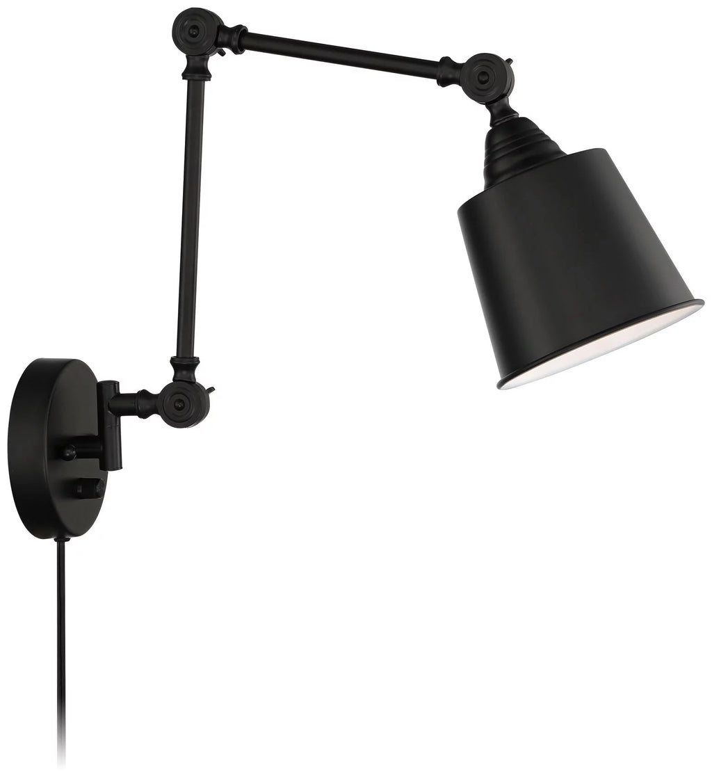 Black Metal Plug-in Wall Lamps Set of 2 T827